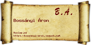 Bossányi Áron névjegykártya