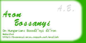 aron bossanyi business card